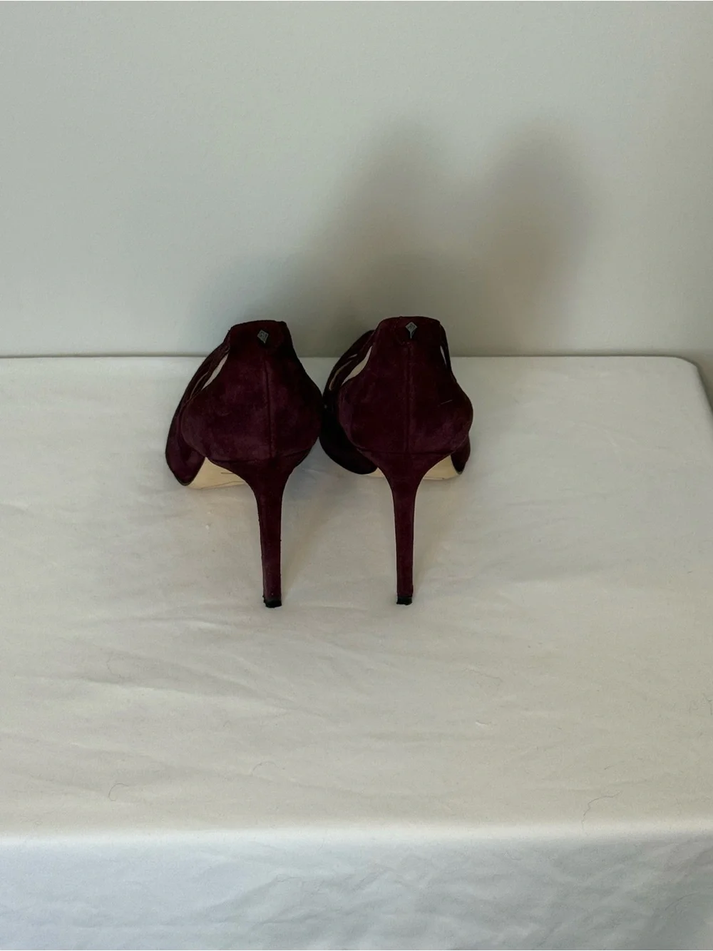 Sam Edelman Nixon Pumps Burgundy Wine Suede Mesh Pointed Toe Stiletto Heels Sz 7
